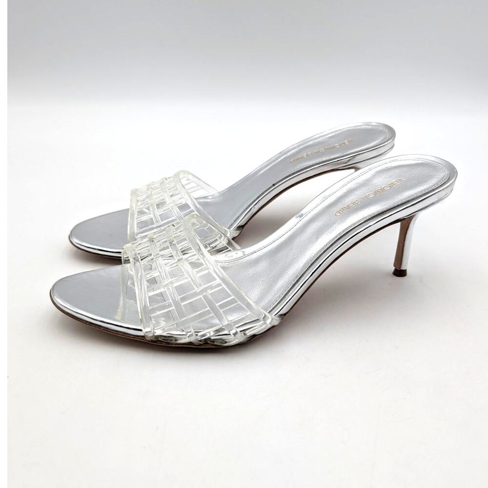 Veronica Beard Tia Jelly Heel Slide Sandals Women's Silver Size US7M EU38